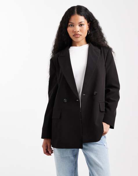 Miss Selfridge Petite oversized blazer in black
