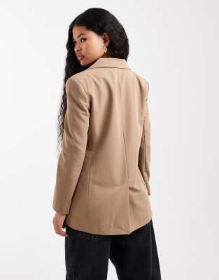 Miss Selfridge Petite Oversized Blazer In Brown