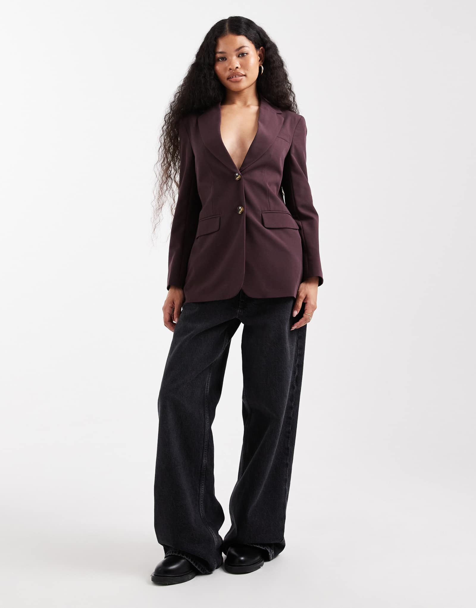 Миниатюрный блейзер безразмерного размера от мисс Селфридж темно-сливового цвета