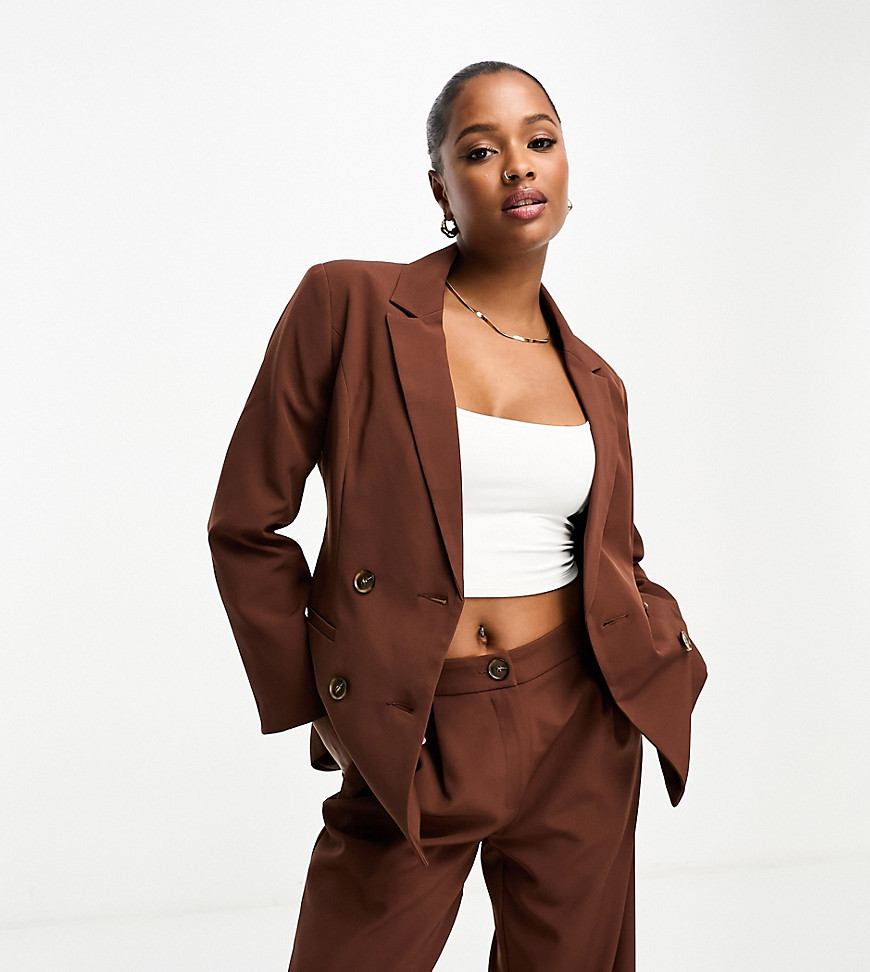 oversized double breasted blazer in chocolate-Brown