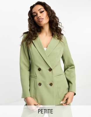 Miss Selfridge Petite oversized double breasted blazer in khaki - KHAKI