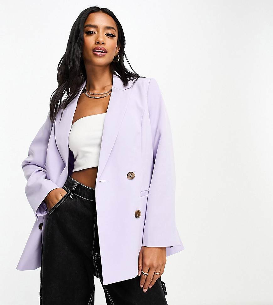 Miss Selfridge Petite Oversized Double Breasted Blazer In Lilac - Lilac-Purple