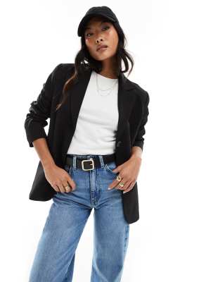 oversized single breasted blazer in black