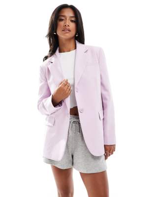 Miss Selfridge Petite oversized single breasted blazer in lilac Sale