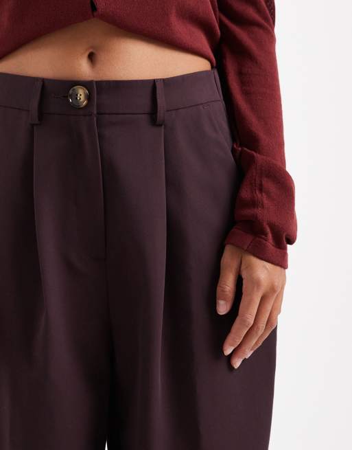 Miss Selfridge Petite - Pantalon ample et ajusté - Prune foncé, 3 de 5