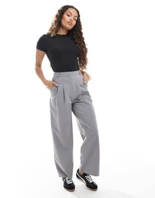 Miss Selfridge Petite - Pantalon ample habillé - Gris clair