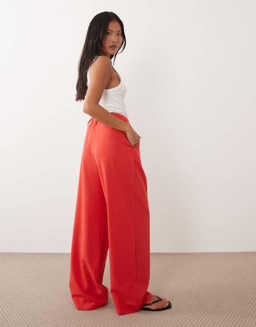 Miss Selfridge Petite - Pantalon ample habillé - Rouge tomate, 4 de 5