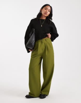 Miss Selfridge Petite - Pantalon habillé ample - Vert forêt