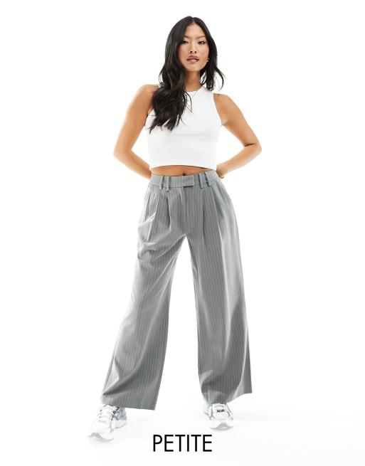 Le pantalon large femme gris à rayures en laine Certitude - My