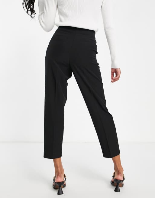 Miss Selfridge Petite - Pantaloni a sigaretta neri a vita alta, 2 di 4