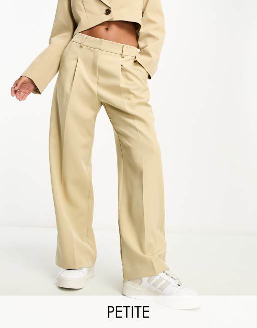 Miss Selfridge Petite - Pantaloni a vita alta a fondo ampio color pietra in coordinato