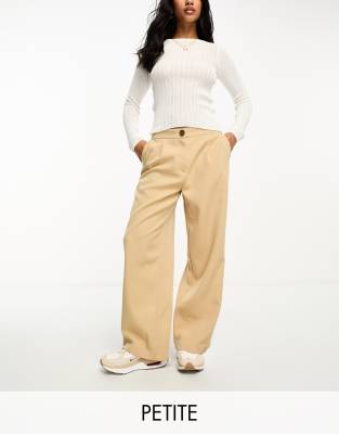Miss Selfridge Petite tailored wide leg trouser in stone - STONE - ASOS Price Checker
