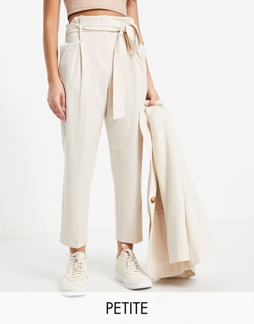 Miss Selfridge Petite paper bag trouser in stone