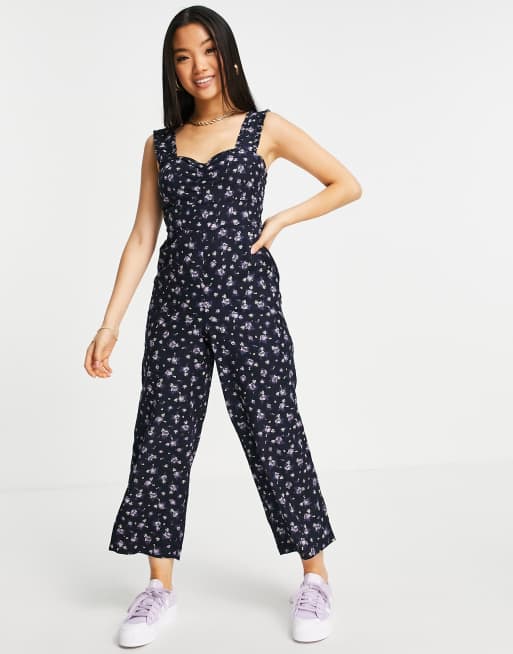 Miss Selfridge Petite pinny jumpsuit in ditsy print