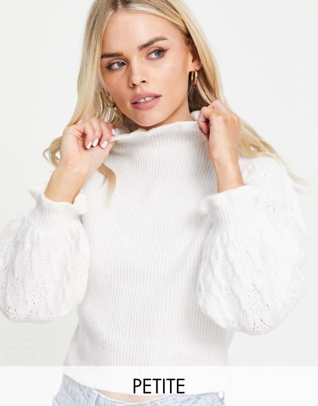 Miss Selfridge Petite pointelle sweater in cream