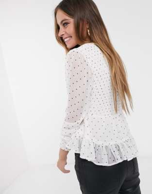 petite polka dot blouse