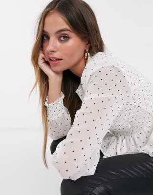 petite polka dot blouse