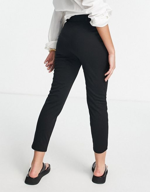 Women's Black Pintuck Detail Slim Fit Ladies' Tailored Ponte