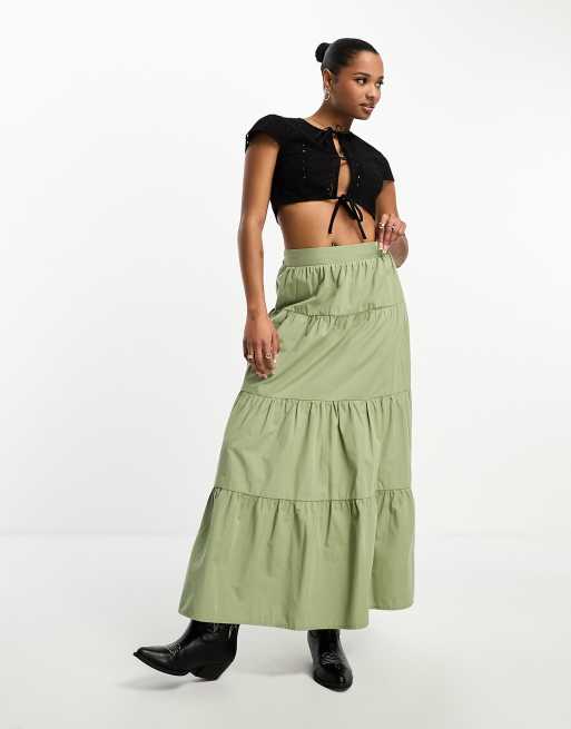 Green on sale flowy skirt