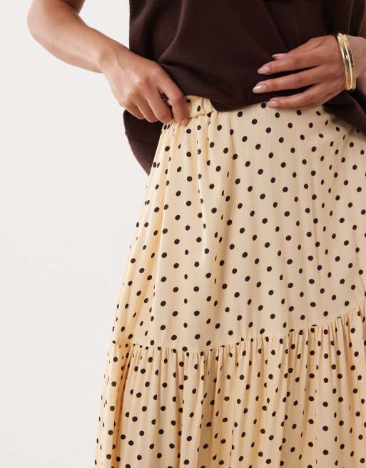 Miss Selfridge Petite – Prickig, panelsydd maxikjol i spunnet tyg, 3 av 5