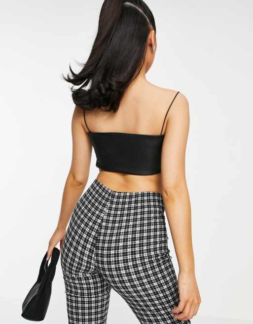 Miss Selfridge Petite PU cami crop top, 2 of 4