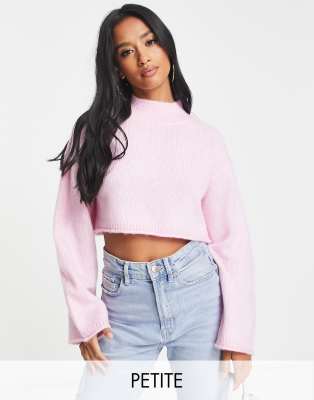 Miss Selfridge Petite - Pullover mit Stehkragen und Fledermausärmeln-Rosa