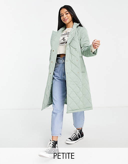 Coats & Jackets Miss Selfridge Petite quilted coat with belt in mint 