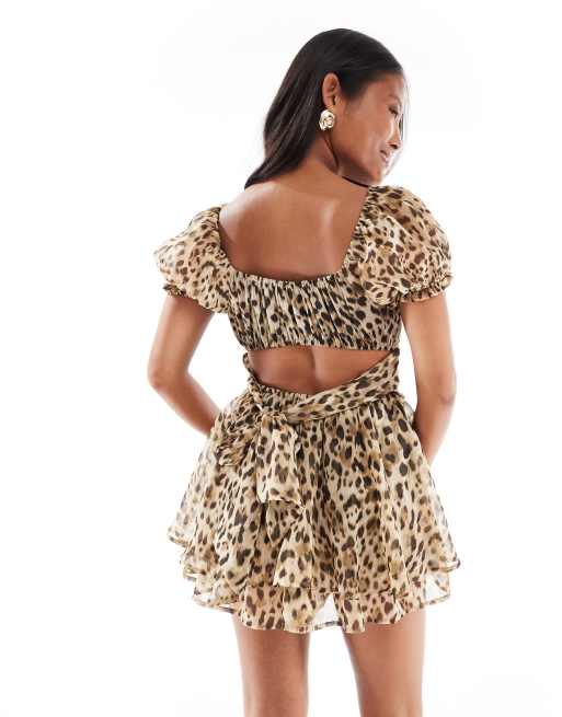 Miss Selfridge Petite - Rara mini-playsuit van chiffon met dierenprint, 2 van 4