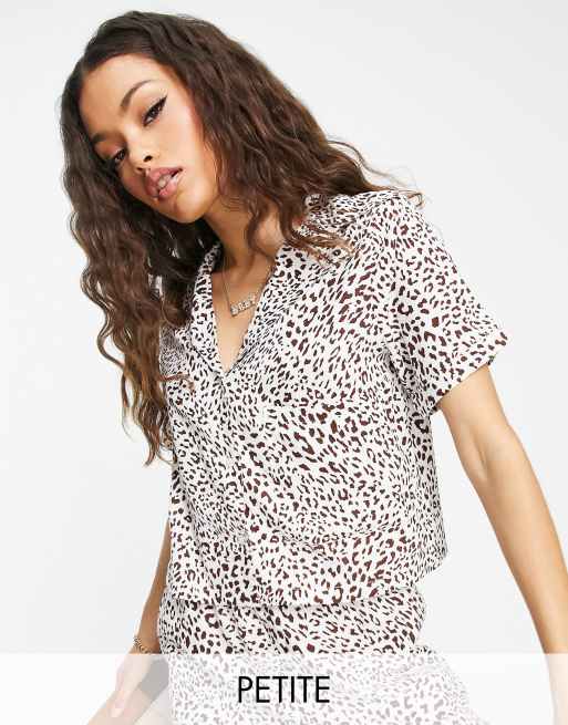 Miss Selfridge Petite relaxed resort shirt in animal - part of a set ...