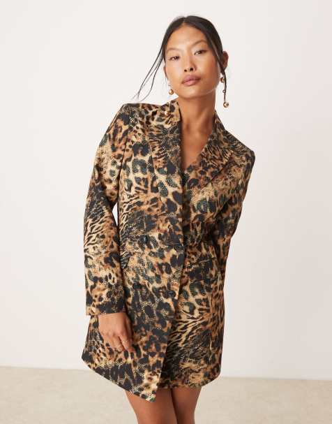 Miss Selfridge Petite - Robe blazer longue - Imprimé animal - view 1