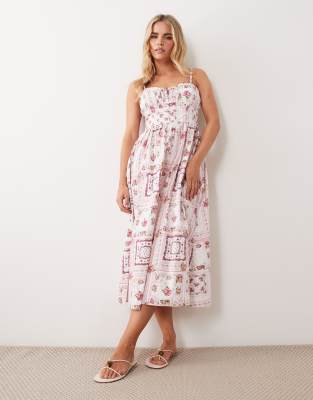 Robe corset longue à imprimé mosaïque-Multicolore 38
