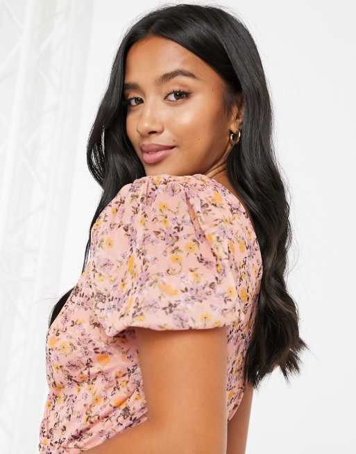 Miss Selfridge Petite - Robe mi-longue en tulle - Rose fleuri, 3 de 4