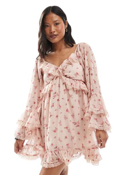 Miss Selfridge Petite ruffle chiffon mini dress - view 1