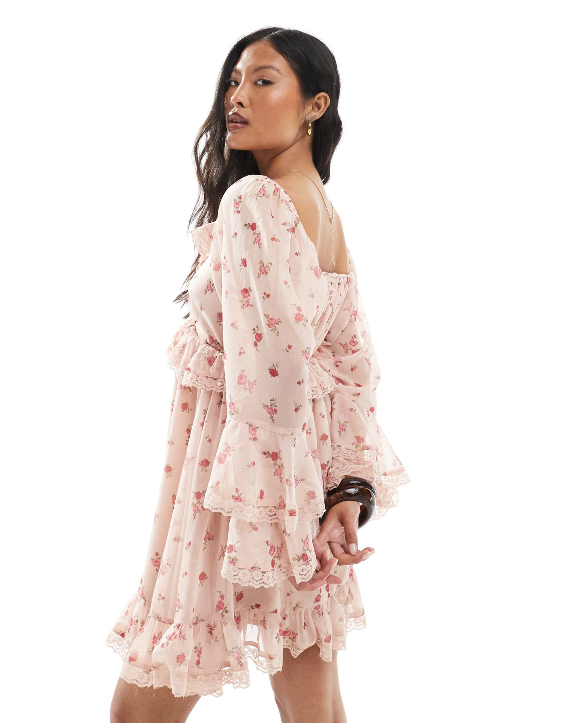 miss selfridge petite ruffle chiffon mini dress