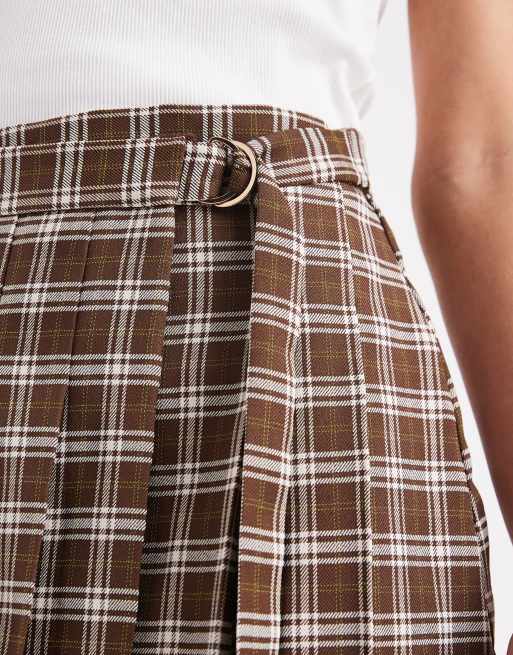 Miss Selfridge Petite – Rutig, figursydd midikjol med veck, 2 av 5