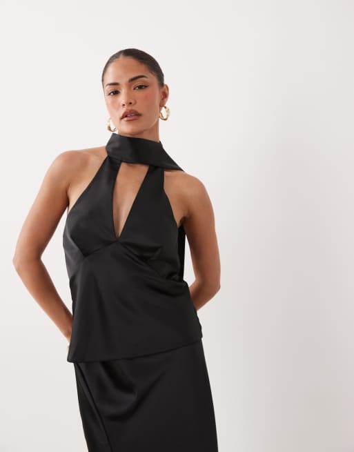 Miss Selfridge Petite - Satijnen co-ord set met sjaaldetail, 2 van 3