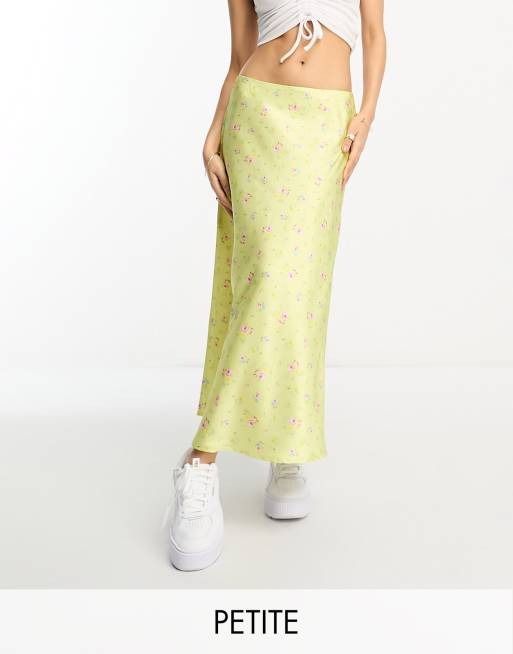 Floral jacquard satin shop bias midi skirt