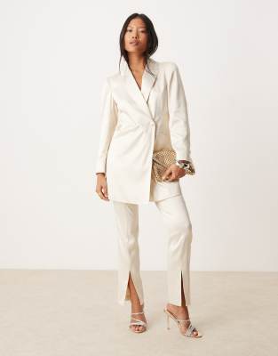 Miss Selfridge Petite satin blazer in champagne