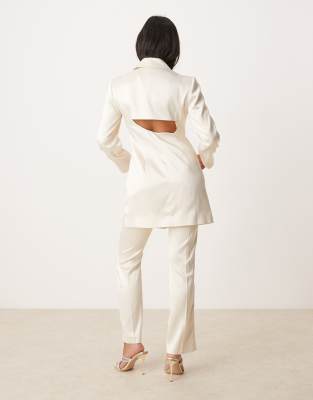 Miss Selfridge Petite satin blazer in champagne