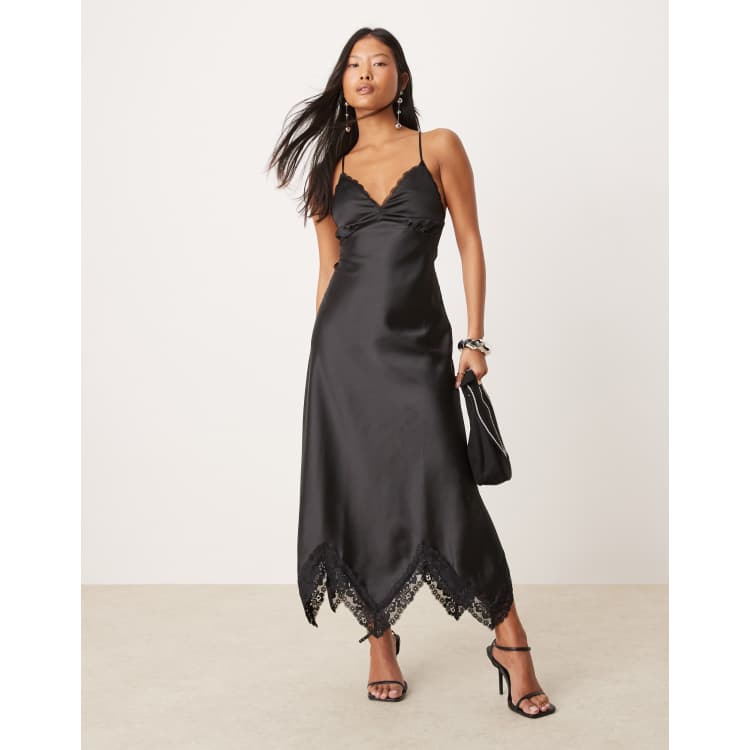 miss selfridge black lace dress Miss Selfridge lace and chiffon mix mini dress in Black