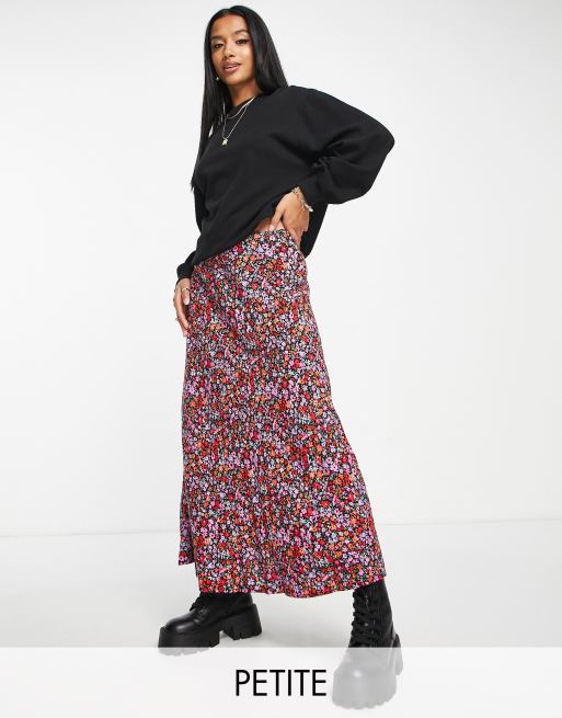 Miss Selfridge Petite - Schuingesneden maxirok in fijne bloemenprint