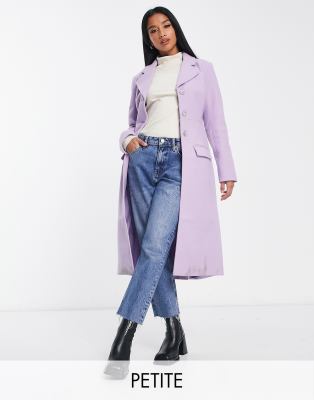 Miss Selfridge Sculpted Maxi Coat With Diamante Button In Lilac-no Color