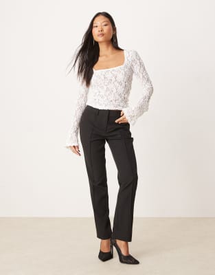 Miss Selfridge Petite Seam Detail Cigarette Pants In Black