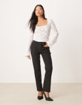 [Miss Selfridge Petite] Miss Selfridge Petite seam detail cigarette pants in black 8 BLACK