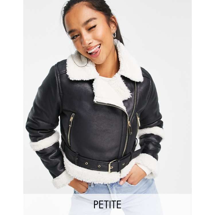 Petite black aviator clearance jacket