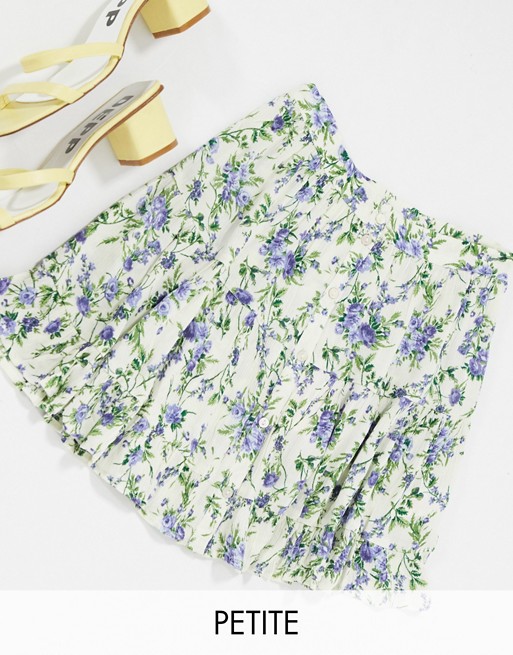 Miss Selfridge Petite shirred mini skirt in floral print