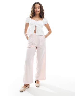 Miss Selfridge Petite - Skræddersyede bukser med vide ben i pink - view 1