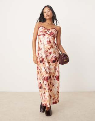 slip maxi dress in animal print-Multi