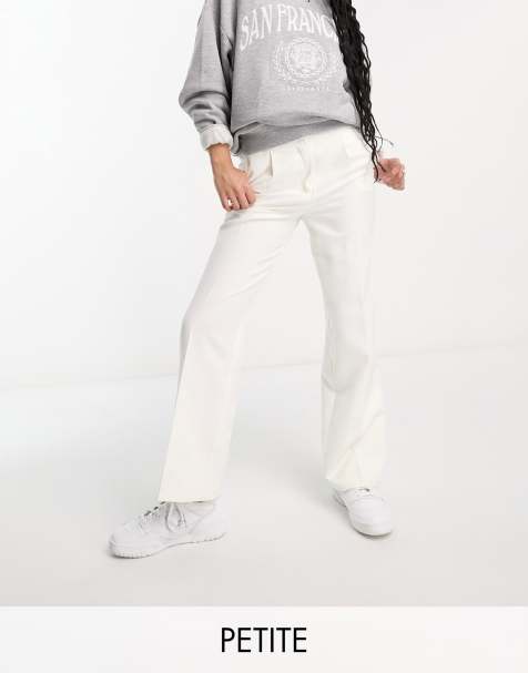 Miss Selfridge Petite slouchy straight leg dad pant in ivory - view 1