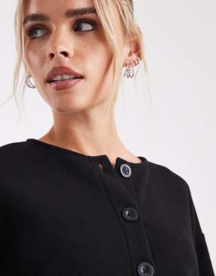 Miss Selfridge Petite Soft Rib Cardigan In Black